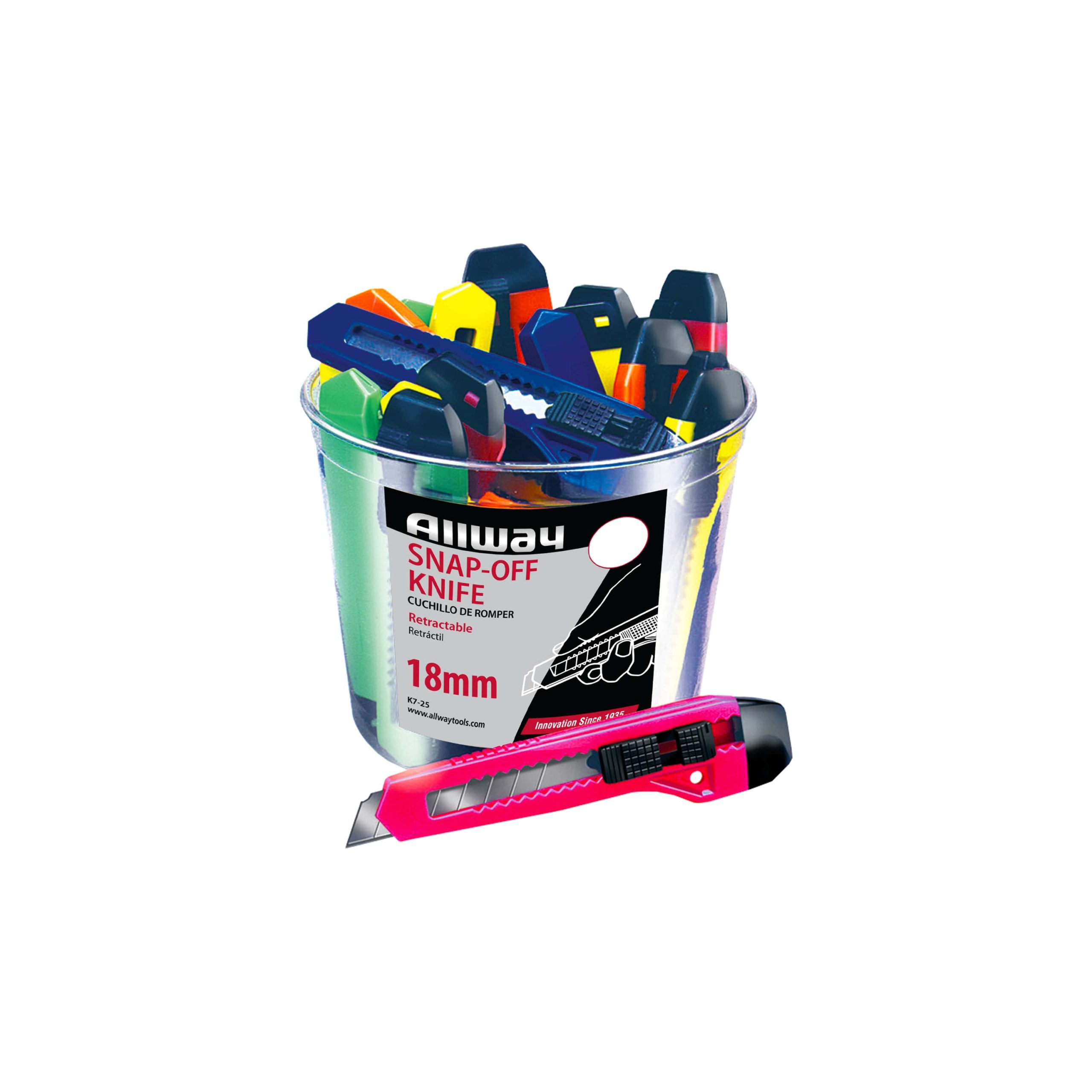 (K7-25) 8-Point 18mm Snap-Off Knives, Bucket of 25 (K7-25) 8-Point 18mm Snap-Off Knives, Bucket of 25